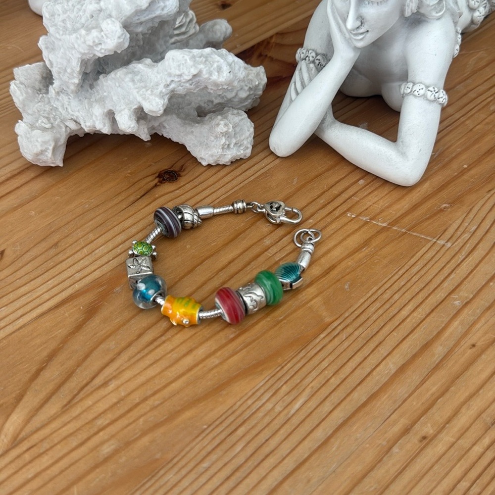 Multicolored Beaded Bracelet with Silver Accents